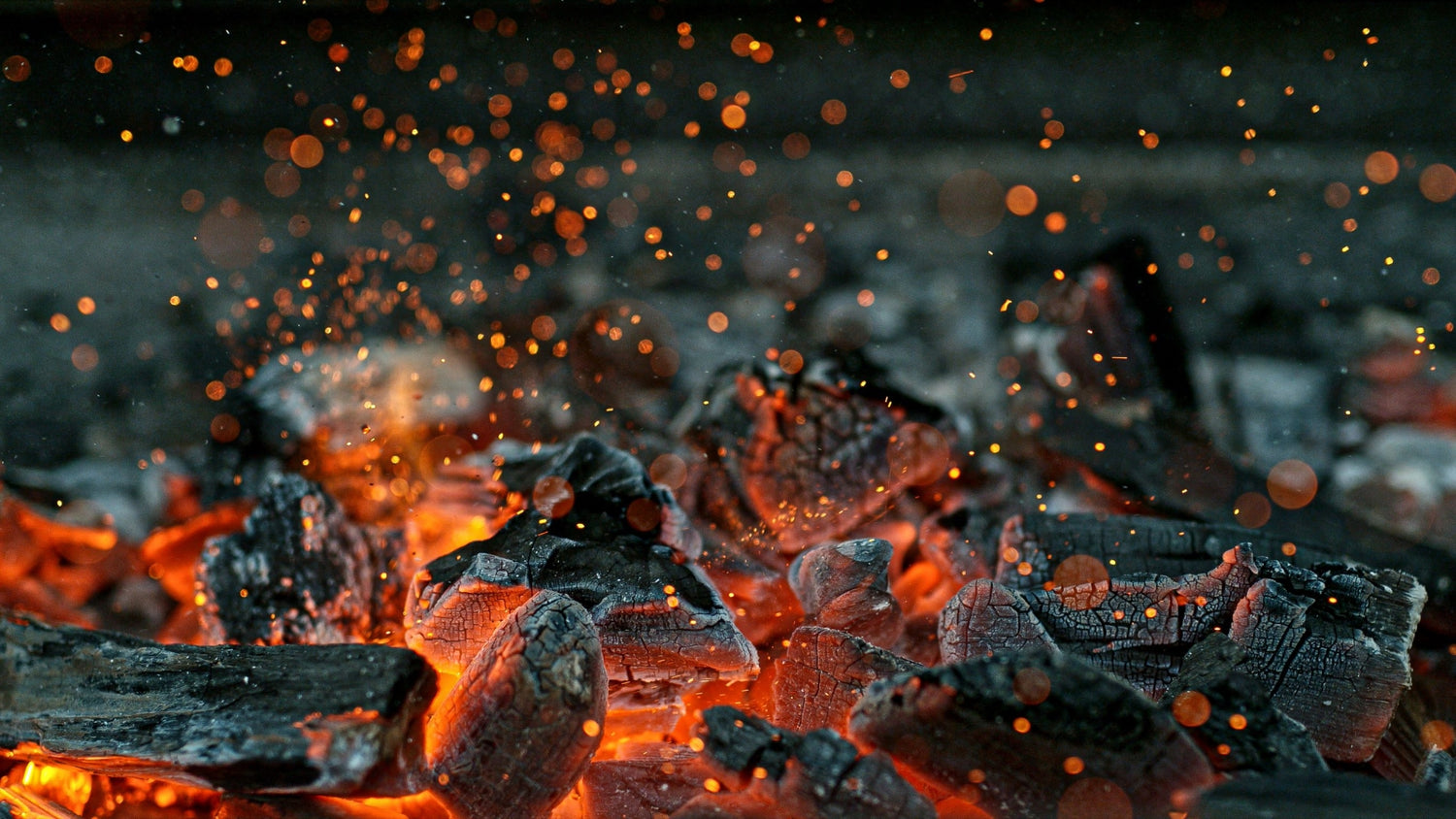 image of  red hot coals and sparks